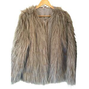 Forever 21 Exclusive Beige Faux Fur Jacket Large Special Occasion Cocktail Party